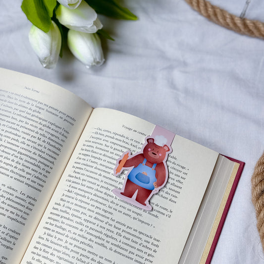Marque-page magnétique « Ours pâtissier »