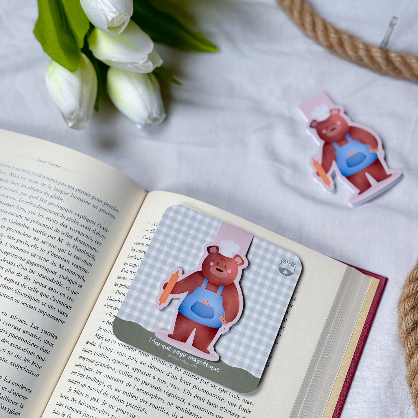 Marque-page magnétique « Ours pâtissier »