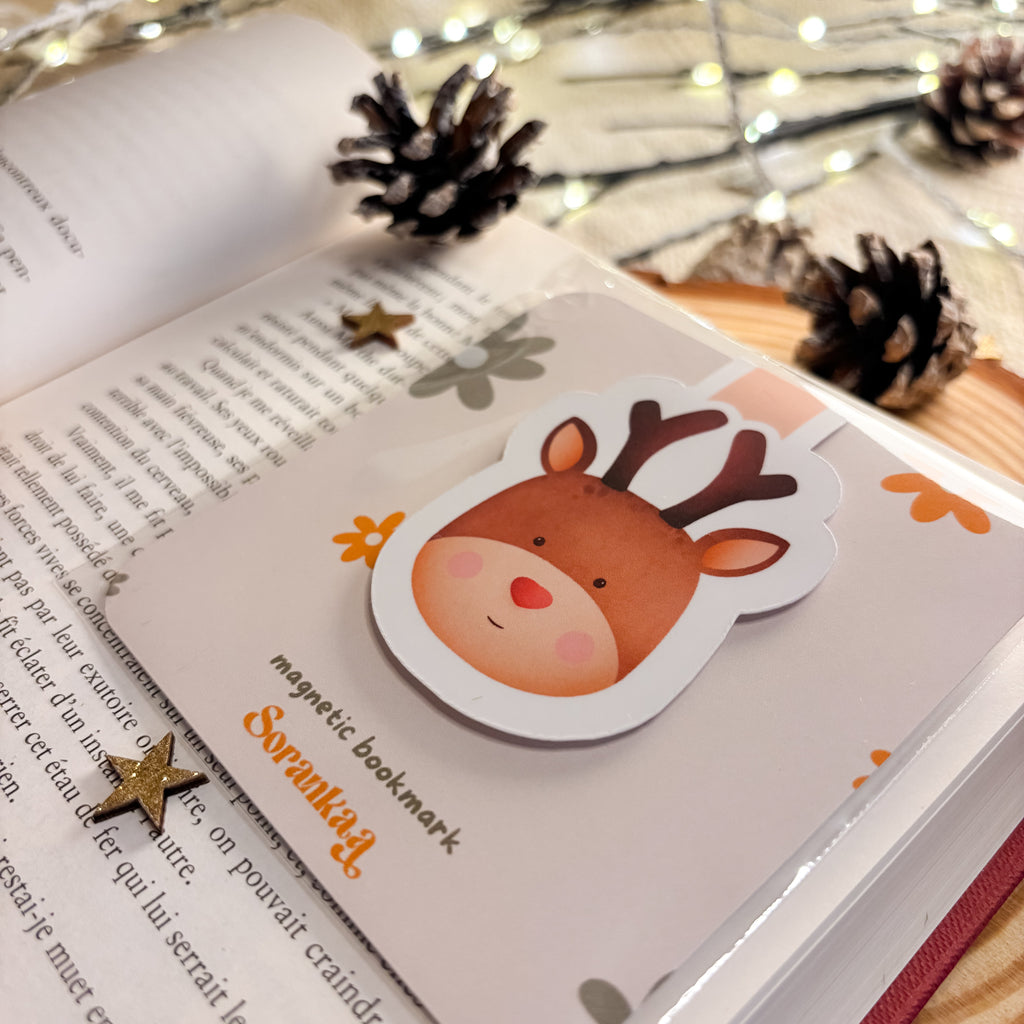 Marque-page magnétique « Renne de Noël »