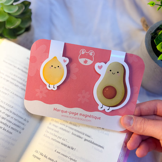 Set Marque-pages Magnétiques - « Avocat & Citron »